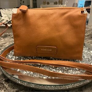 Gianni Conti Camel Italian Leather Shoulder Crossbody Bag Preppy Casual Career